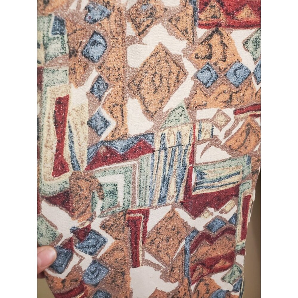 Vintage Colorful Cues Collection Geometric Shape 100% Silk Print Tank & Pant Set - Picture 8 of 12